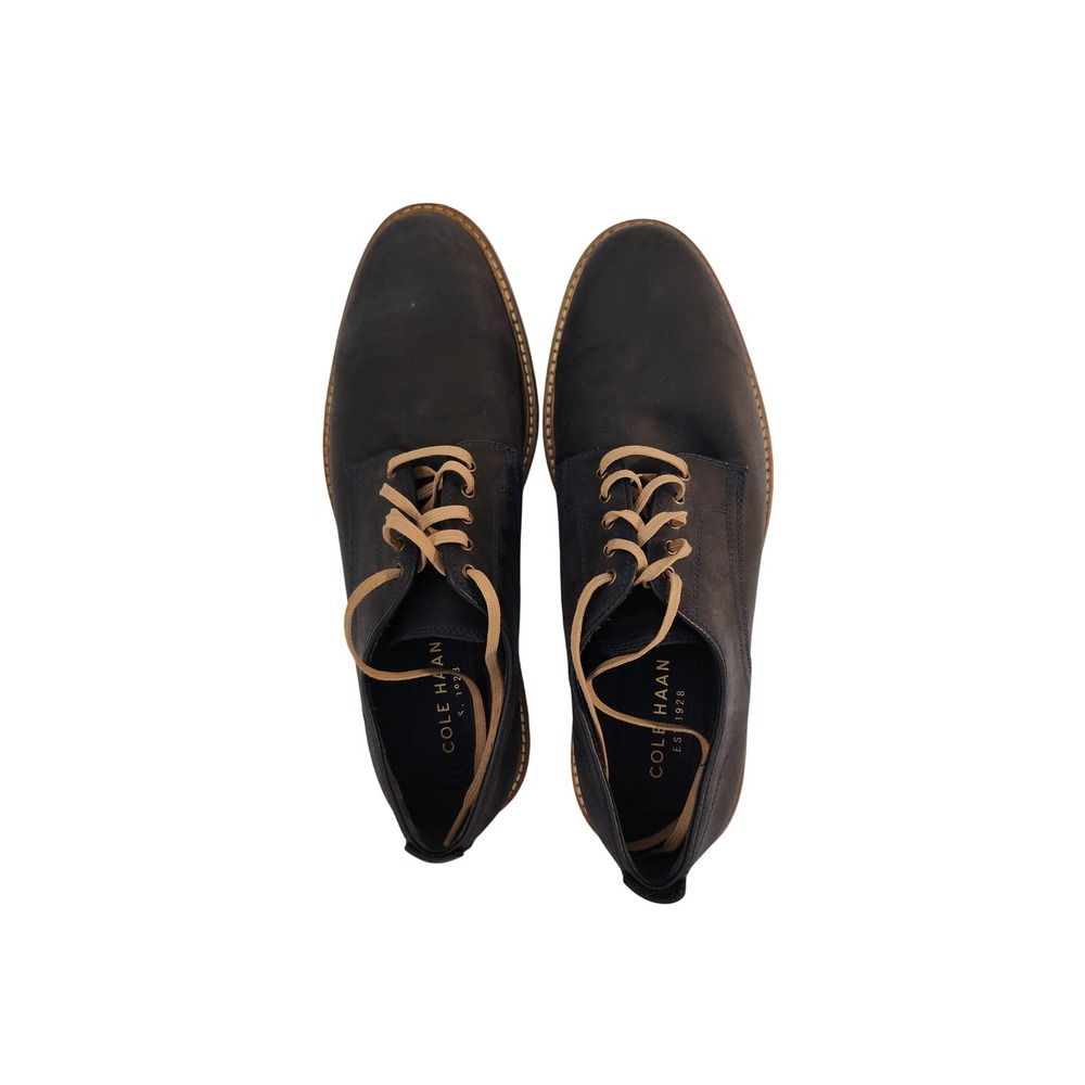Cole Haan Grand.OS Mens Navy Blue Nubuck Plain Toe Derby Shoes C25105 Size 9.5 M